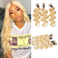 Extensions de cheveux humains, 613, extensions de cheveux bruts tressés, blonds, mèches frontales, tissage
