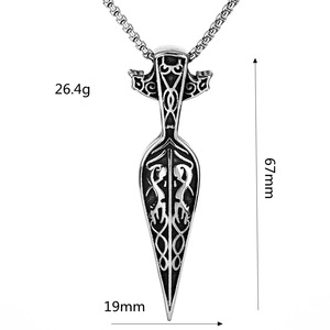 Collier unisexe en acier inoxydable style nordique rétro avec pendentif flèche, breloque punk et design géométrique, idéal comme cadeau - Product Image 5