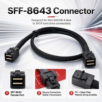 Cable Interno para Servidor SFF-8643 Mini SAS HD, Ancho de Banda de 48 Gbps, SAS 3.0, Tarjeta RAID para Disco Duro, Interconexión de Alta Velocidad