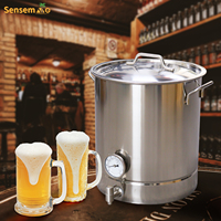 Bouilloire de brassage domestique en acier inoxydable 40L avec fond à trois épaisseurs Marmite de brassage de bière avec filtre et plateau Kits de brassage domestique