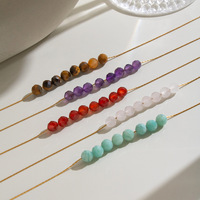 Collier tendance et élégant avec pendentifs en pierre naturelle colorée, magnifique collier avec chaîne fine, bijoux et accessoires simples pour femmes TGXL15557