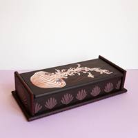 Boîte à bijoux personnalisée peinte, design à couvercle rabattable, coffret cadeau pour collier, présentoir en velours, emballage en bois marron pour bagues et bijoux