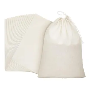 Hot Selling Promotion Umwelt freundliche Bio-Musselin-Baumwoll tasche Kleine weiße Stoff Leinwand Kordel zug Tasche mit benutzer definierten Logo