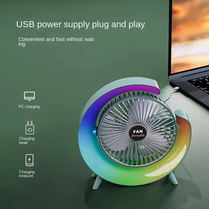 Portable <b>Fan</b> Desktop Spray Usb Charging Small Smart Adjustable Quiet Air Cooling Lamp Indoor <b>Table</b> <b>Fan</b> with Colorful Lights - Product Image 3