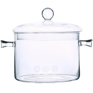 Nồi Nấu Súp Thực Phẩm Nấu Ăn Bằng Thủy Tinh Borosilicate Cao Cho Căn Hộ Khách Sạn 1.4/1.5/1.9L Nồi Chịu Nhiệt Hai Tay Cầm