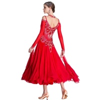 B-18339 Haute qualité nouvelle norme nationale moderne robe de danse sociale personnalisée salle de bal lisse danse robe en mousseline de soie pour la concurrence