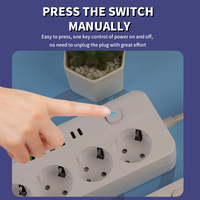 Multiprise de protection contre les surtensions avec prise EU mince, obturateur de sécurité, multiprise Schuko avec charge rapide USB-C pour bureau et voyage