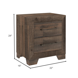 Plinz Brown 2 <b>Drawer</b> Nightstand Wood <b>Storage</b> Cabinet Bedroom Furniture - Product Image 6