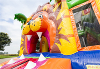 Château gonflable commercial portable d'extérieur Lion de la Jungle avec toboggan et aire de saut, modèle Combo Pasta BC-053 en PVC, garantie 3 ans