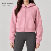 Sweat-shirt décontracté à capuche zippé pour femme, coupe ample, anti-boulochage, doublure polaire polyester/coton, idéal pour le yoga, collection automne-hiver