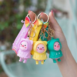 Custom Designer PVC Rubber Light Keychain Pig Farm Kawaii Cartoon Decorations Small Gift <b>Bag</b> <b>Charms</b> Pendant Cute Key Rings - Product Image 1