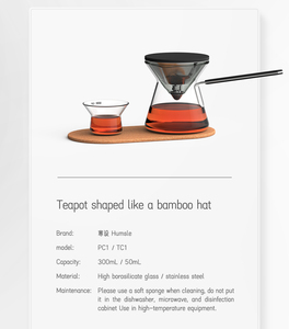 Théière moderne en verre avec infuseur amovible et couvercle pour le <span class=keywords><strong>thé</strong></span> vert et café théière bouton en verre borosilicate - Product Image 5