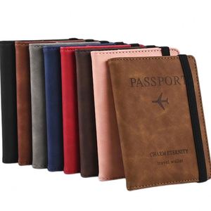Porte-passeport portable en cuir PU avec blocage RFID, étui de protection pour cartes, compartiments, portefeuille de voyage élastique, Porta Pasaporte élastique - Product Image 1