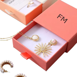 Boîte à bijoux imprimée Organisateur Emballage de luxe Pochette et boîte-cadeau Boucle d'oreille personnalisée Collier Boîte de rangement en papier avec logo - Product Image 2