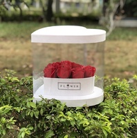 Boîte d'emballage de fleurs en forme de coeur Saint Valentin avec grande fenêtre en plastique transparent bouquet de fleurs cadeau boîte de mariage pour bijoux roses