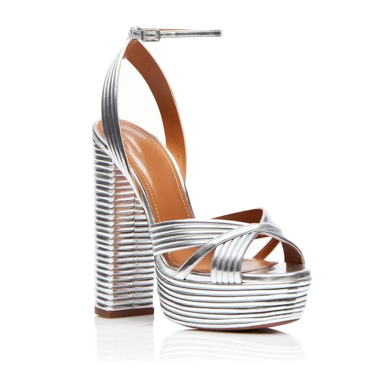Luxury high platform ladies heels strap ankle sandales talons hauts patent leather sandals heels women 2023