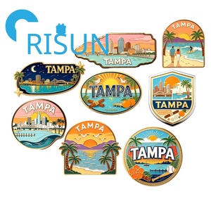Al por mayor, personalizado, Pin de metal esmaltado de Tampa, estilo emblema, con diseño de sándwich cubano del Golfo de Florida y temática cultural pirata, recuerdo de viaje - Product Image 1
