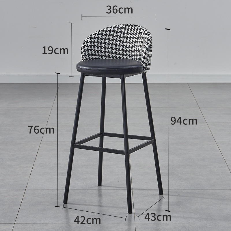 Cuir noir + dossier pied-de-poule