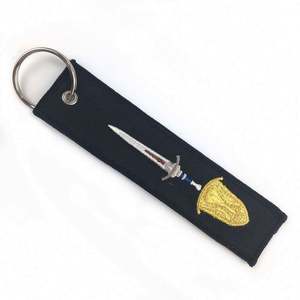 <b>Custom</b> Woven <b>Key</b> Chain Embroidered Black Embroidery <b>Key</b> <b>Ring</b> Aviation Gift Keychains - Product Image 1