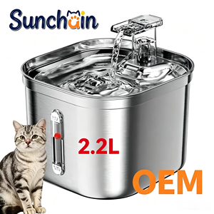 OEM 2,2L Edelstahl Intelligenter Katzenwasserbrunnen Aufladbar Automatische Zirkulation Luxuriöses Stilvolles Design LCD-Display Umweltfreundlich - Product Image 1