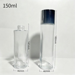 Flacone in Vetro Trasparente Opaco da 150ml, Forma Rotonda Dritta con Spalla Piatta, per Tonico, Essenza, Cosmetici, Confezione per Lozione con Pompa - Product Image 6