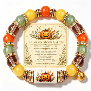 Bracciale Elastico con Perline Teschio da Giardino, Bracciale con Perline Tubolari Stampate a Teschio Floreale e Ciondolo Teschio Vintage, Gioielli Gotici Boho, Regalo - Product Image 3