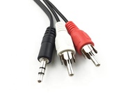 Cable de Audio Estéreo en Y con Conector AUX de 3.5mm a 2 Conectores RCA Macho, 1m/3.5mm, 1.5m/5ft, Compatible con Pedidos Personalizados