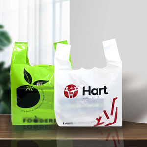 Sac de courses en plastique jetable personnalisé en PE, sac pliable réutilisable en polyéthylène, sac de supermarché en LDPE avec impression de logo - Product Image 2