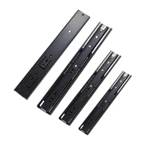 Factory 45mm Full Extension Ball Bearing Soft Close Telescopic Slide Drawer Rails With Double Spring Mechanism