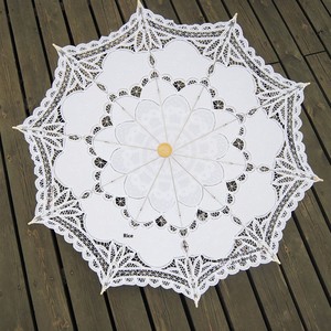 <span class=keywords><strong>Sombrilla</strong></span> de Estilo Europeo con Encaje y Varillas de Acero, Parasol de Ganchillo, Adornos Colgantes para Fotografía, Decoración para Pasillos de Boda - Product Image 4