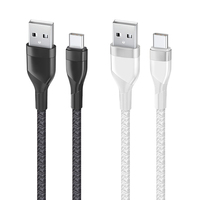 Câble USB A vers USB C 60W 3A, tressé en nylon, charge rapide, cordon de chargeur Type C pour téléphone Android, tablette, batterie externe