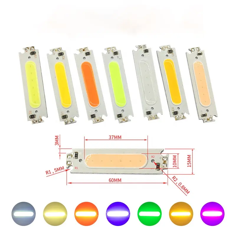 60 × 15 mm LED COB Streifen Lichtquelle für Matrixmodul mehrfarbiges Umgebungslicht COB LED-Glühre DC12V 2W led-Chip für DIY-Schreibtischlampe