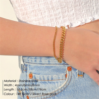 Bracelet cubain en acier inoxydable plaqué or 14 carats pour femme, style hip-hop, sans ternissement
