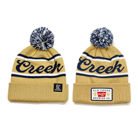 Bonnet tricoté personnalisé avec logo brodé, bordure en maille, pompon, chaud, pour homme et femme