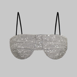 Lu Qiuguo Ultra-cinturino corto senza spalline reggiseno europeo americano Sexy con bretelle Top in Mesh lucido strass DB18 intimo esterno - Product Image 6