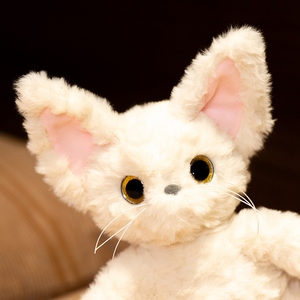 Peluche chat Devon Rex blanc, <span class=keywords><strong>chaton</strong></span> en fourrure bouclée moelleuse avec patte brodée, cadeau pour filles et décoration de chambre - Product Image 5
