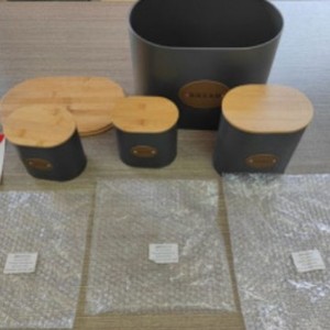 Boîte de conservation du pain en plastique cylindrique avec couvercle en bois pour la conservation de la fraîcheur, utilisation alimentaire en cuisine, taille M - Product Image 2