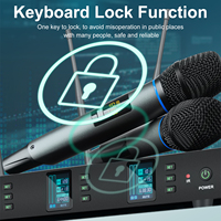 DR669 Microphone sans fil à 4 piles rechargeables légères et portables pour le karaoké