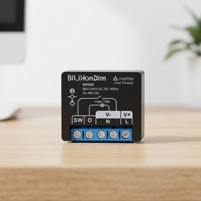 33mm Compact Matter Over Thread Smart Wall Switch 1-Channel 10A Wireless Relay Alexa Google Home Apple HomeKit Customizable