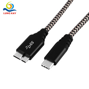 Lung Kay Micro B To Type <b>C</b> Data Cable Nylon Braided 3A Fast <b>Charging</b> For Phone External Hard Drive - Product Image 1