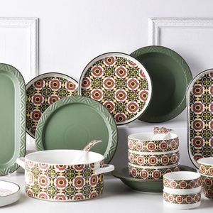 Luxury Tableware Dinnerware Bohemian Restaurant Dish Ceramic <b>Dinner</b> Cutlery Plate <b>Set</b> - Product Image 1