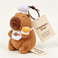 Porte-clés en peluche Chef Capybara, adorable pendentif en peluche de boulanger, breloque de sac en peluche douce de dessin animé avec chapeau et tablier, cadeau pour enfants, vente en gros