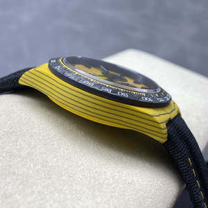 Hot-selling men's mechanical watch with a dazzling yellow dial chronograph and carbon fiber bezel, a trendy <b>wristwatch</b> - Product Image 6