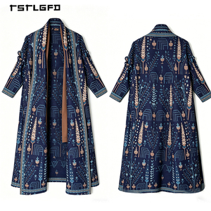 Robe longue plissée pour femme, style Abaya, imprimé tapis persan Kilim, ceinture à nouer, manches longues, modeste, de luxe, ethnique, OEM/ODM - Product Image 5