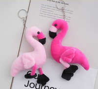 Porte-clés en peluche flamant rose mignon - 15 cm, animal en peluche de dessin animé, breloque pour sac à dos, jouet en peluche doux pour enfants, cadeau et décoration de sac