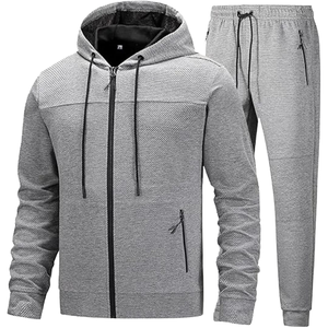 100% Polyester Fleece Hoodie Fabric <b>Plain</b> <b>Tracksuits</b> Sets Your Own Logo Sports Sweat suits for Men - Product Image 2