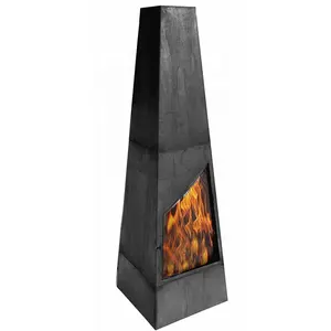 KingJoy लकड़ी जलती आउटडोर डिजाइन पिरामिड में हीटिंग और BBQ chimenea लकड़ी का कोयला ईंधन गर्म बिक्री ब्रिटेन यूरोपीय संघ