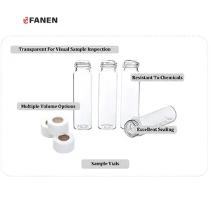 Fanen 22.5 * 3mmネジ付きガラスサンプラーバイアル、Aglient System用ガラス薬瓶ロックキャップ付き