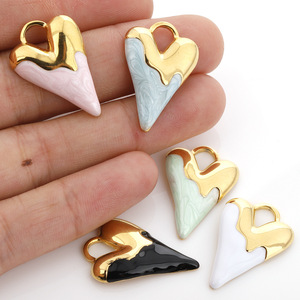 Colgante de acero inoxidable en forma de corazón con efecto de gota de aceite para la fabricación de collares H1512 - Product Image 4