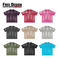 T-shirt ample vintage pour homme en coton délavé style streetwear hip-hop avec effet batik vieilli